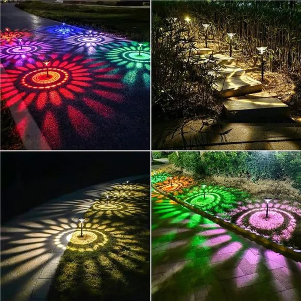 Bright Solar Pathway Lights 8 Pack,Color Changing+Warm White LED Solar Lights